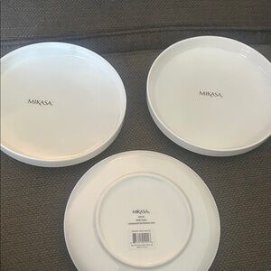 Set of 3 Mikasa Macie White Bone China 8" Pasta Bowls Dishes New